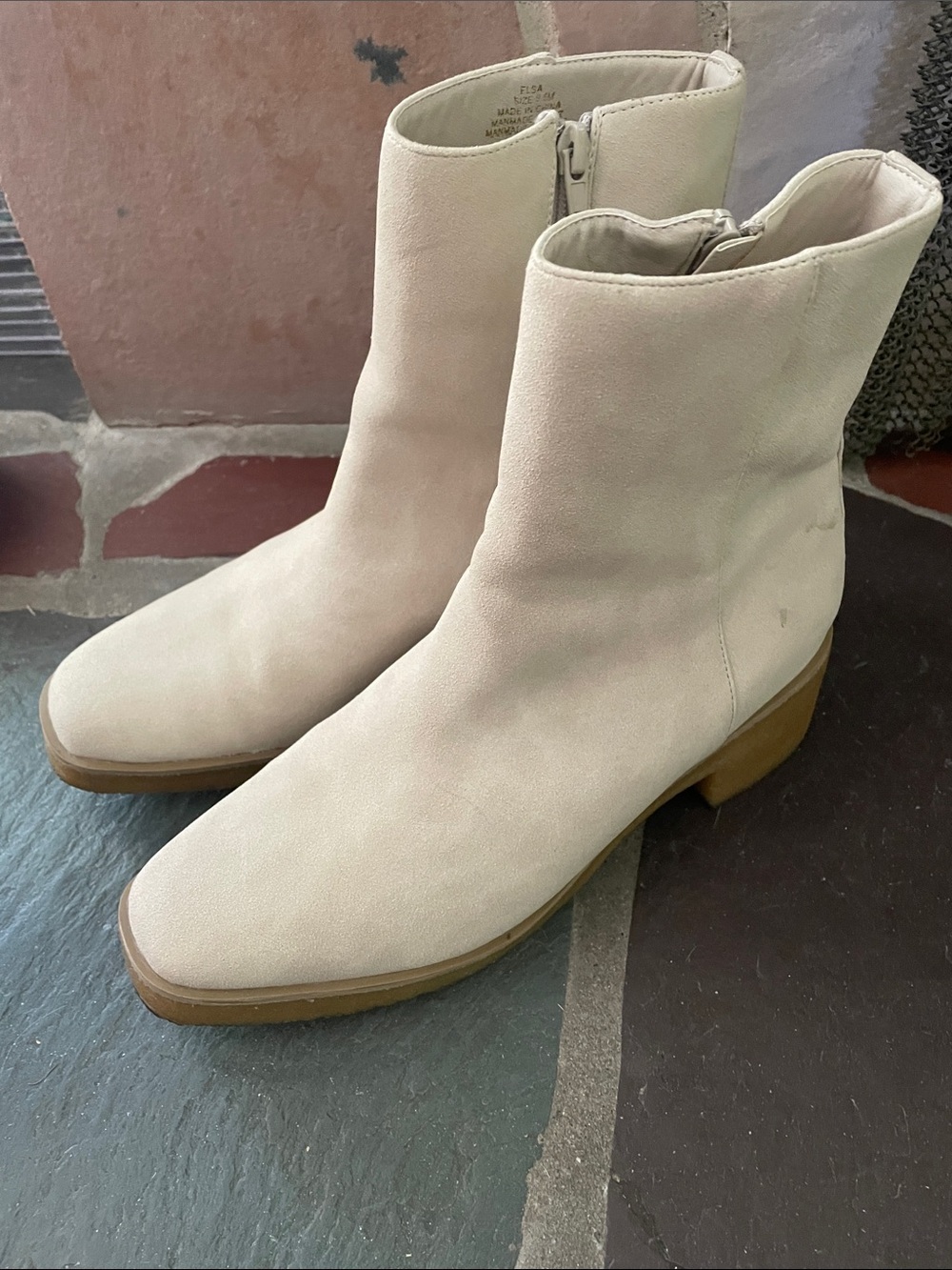 Coconuts by Matisse Cream Suede Ankle Booties with Side Zip 9 1/2